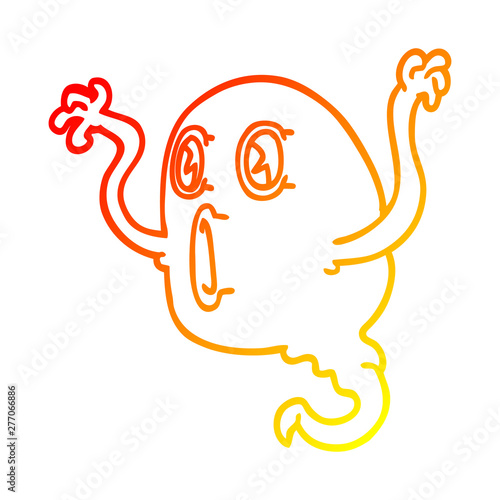 warm gradient line drawing spooky cartoon ghost
