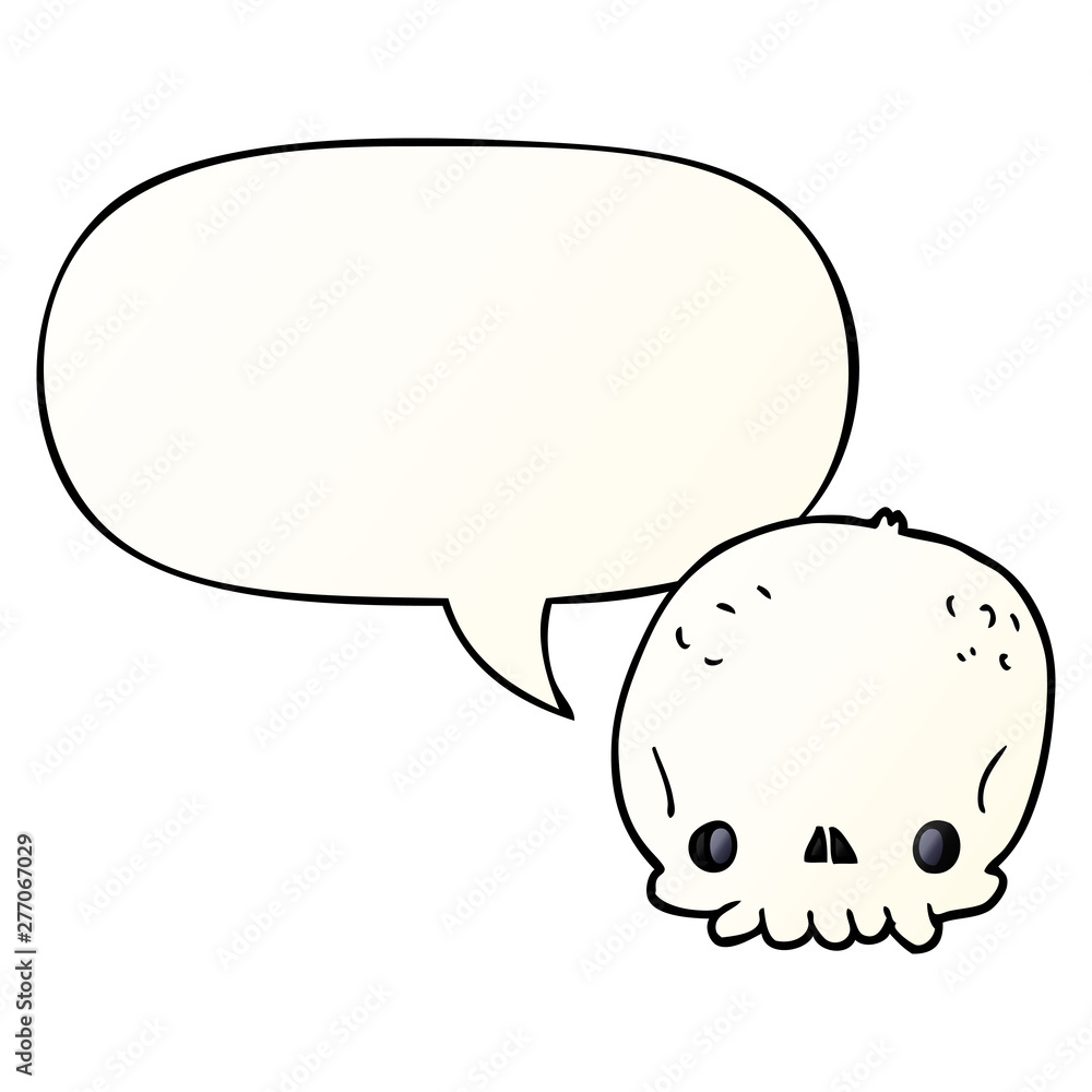 cartoon skull and speech bubble in smooth gradient style cartoon skull and speech bubble in smooth gradient style