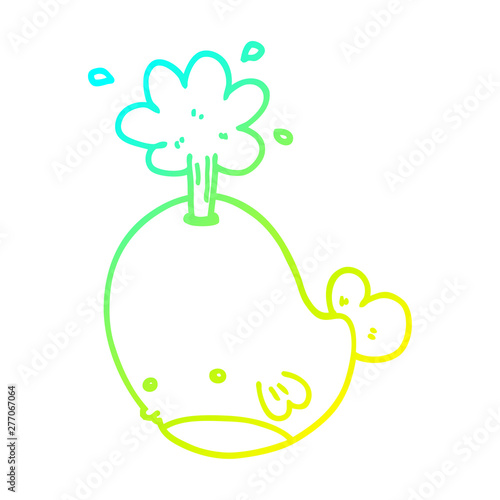 cold gradient line drawing cartoon spouting whale