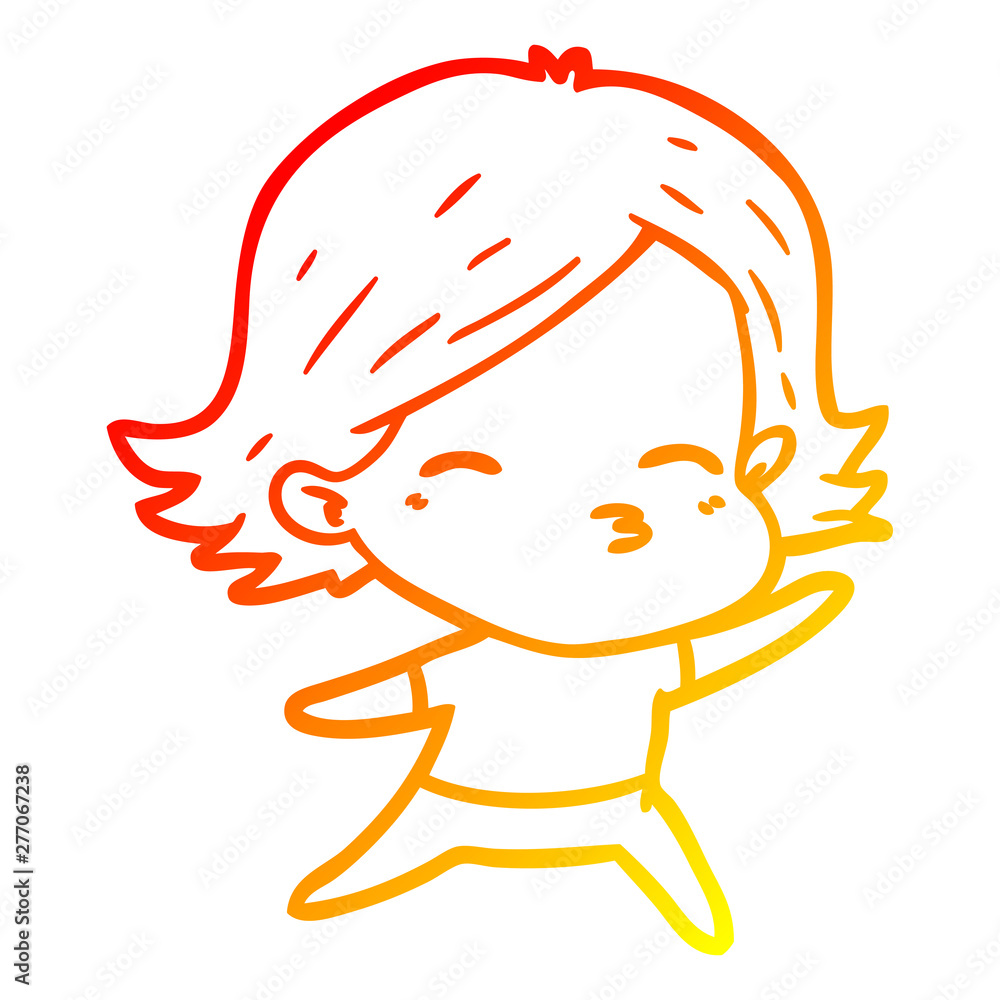 warm gradient line drawing cartoon woman warm gradient line drawing cartoon woman