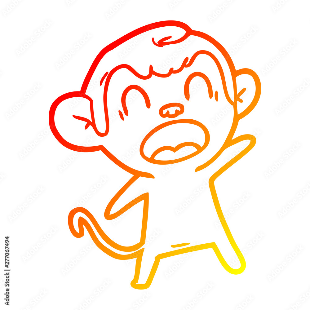 warm gradient line drawing shouting cartoon monkey warm gradient line drawing shouting cartoon monkey