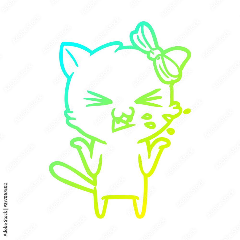 cold gradient line drawing cartoon cat cold gradient line drawing cartoon cat