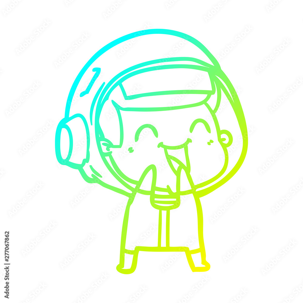 cold gradient line drawing happy cartoon astronaut cold gradient line drawing happy cartoon astronaut