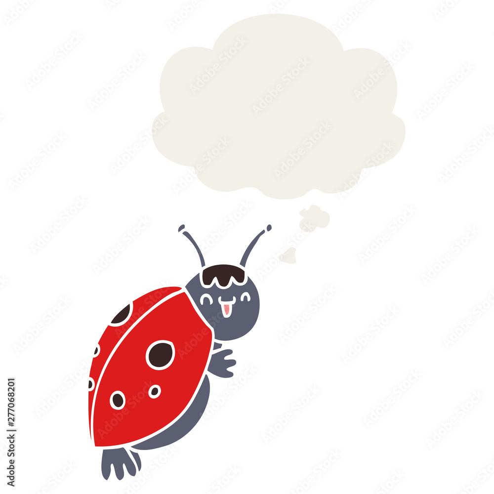 cute cartoon ladybug and thought bubble in retro style cute cartoon ladybug and thought bubble in retro style