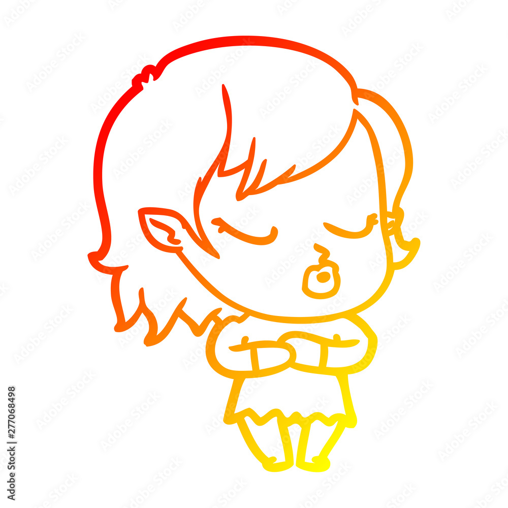 warm gradient line drawing cute cartoon vampire girl warm gradient line drawing cute cartoon vampire girl