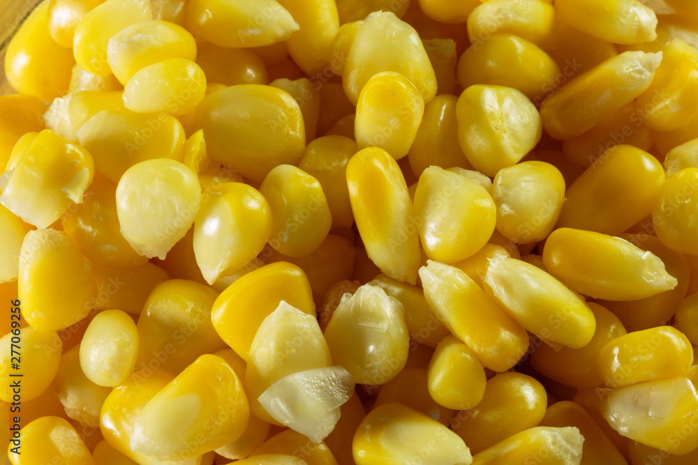 Yellow steamed corn grains. Steamed corn as a concept of a vegan food. Yellow steamed corn grains. Steamed corn as a concept of a vegan food.