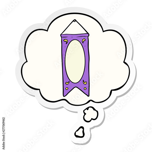 cartoon regal banner and thought bubble as a printed sticker