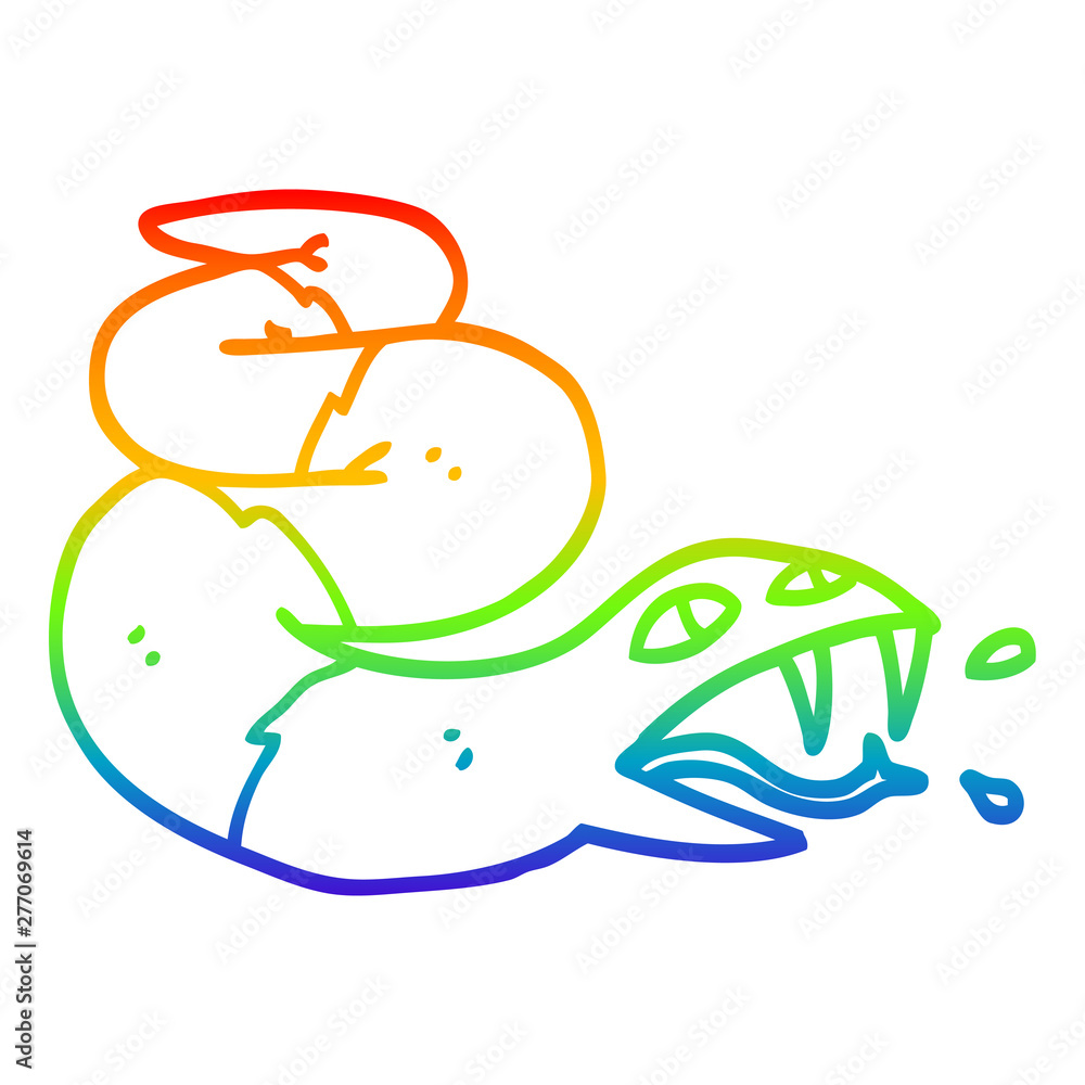 rainbow gradient line drawing cartoon hissing snake Stock Vector | Adobe  Stock
