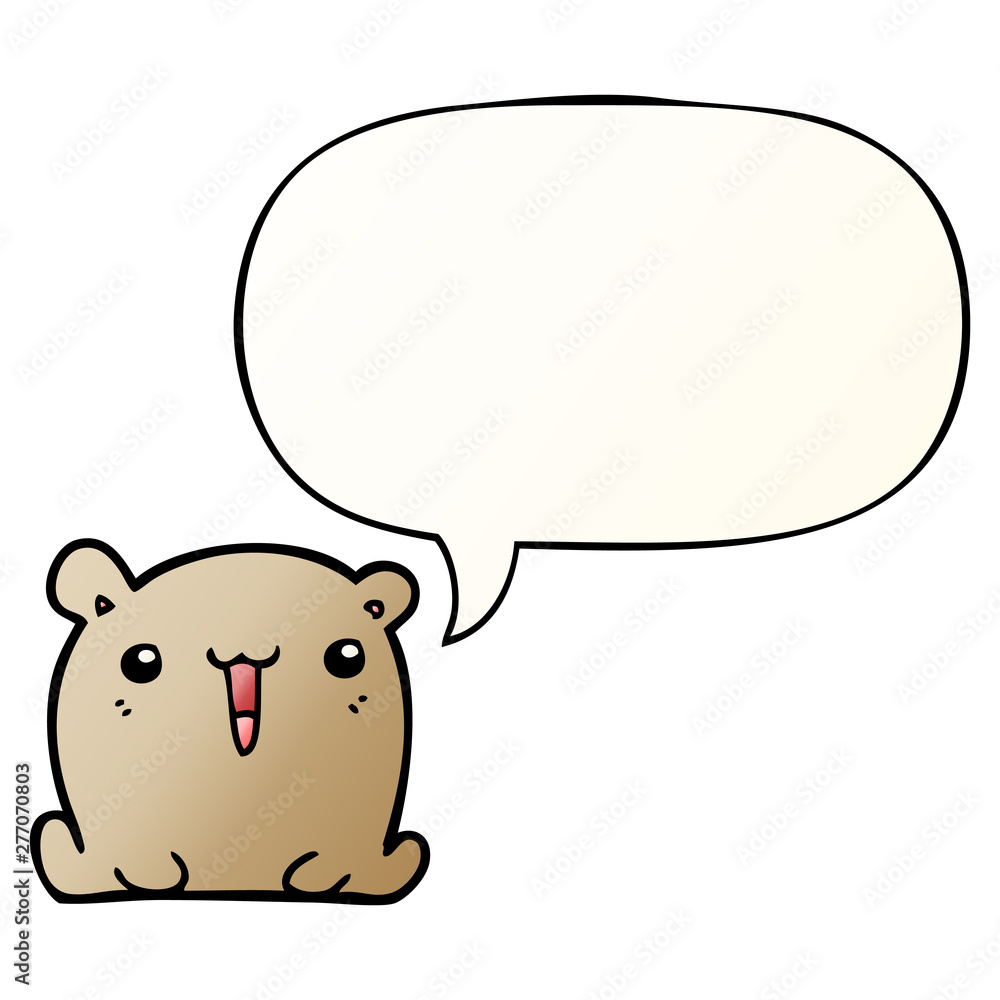 cute cartoon bear and speech bubble in smooth gradient style cute cartoon bear and speech bubble in smooth gradient style