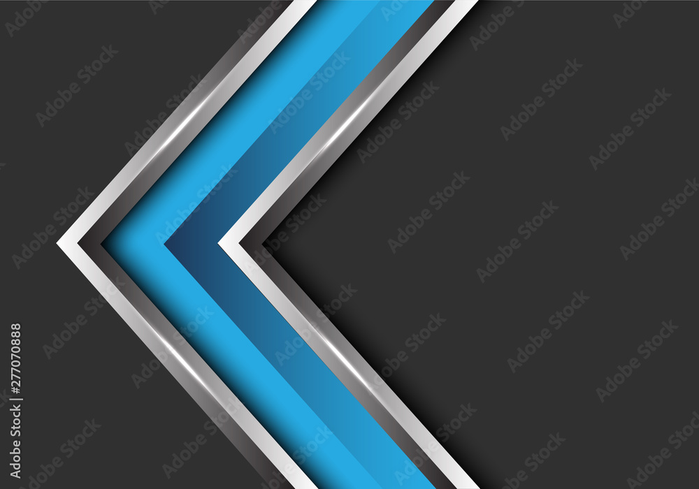Abstract blue silver arrow direction on grey blank space design modern futuristic background vector illustration. Abstract blue silver arrow direction on grey blank space design modern futuristic background vector illustration.