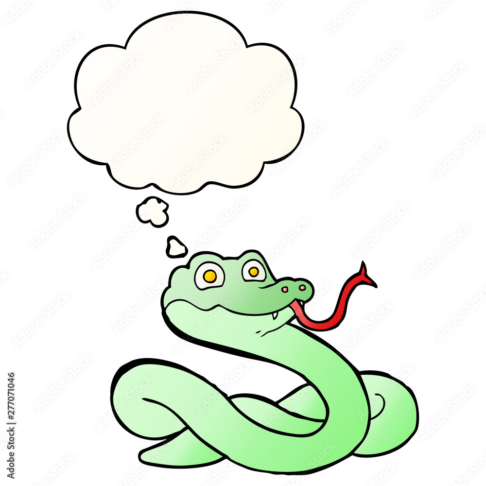cartoon snake and thought bubble in smooth gradient style cartoon snake and thought bubble in smooth gradient style