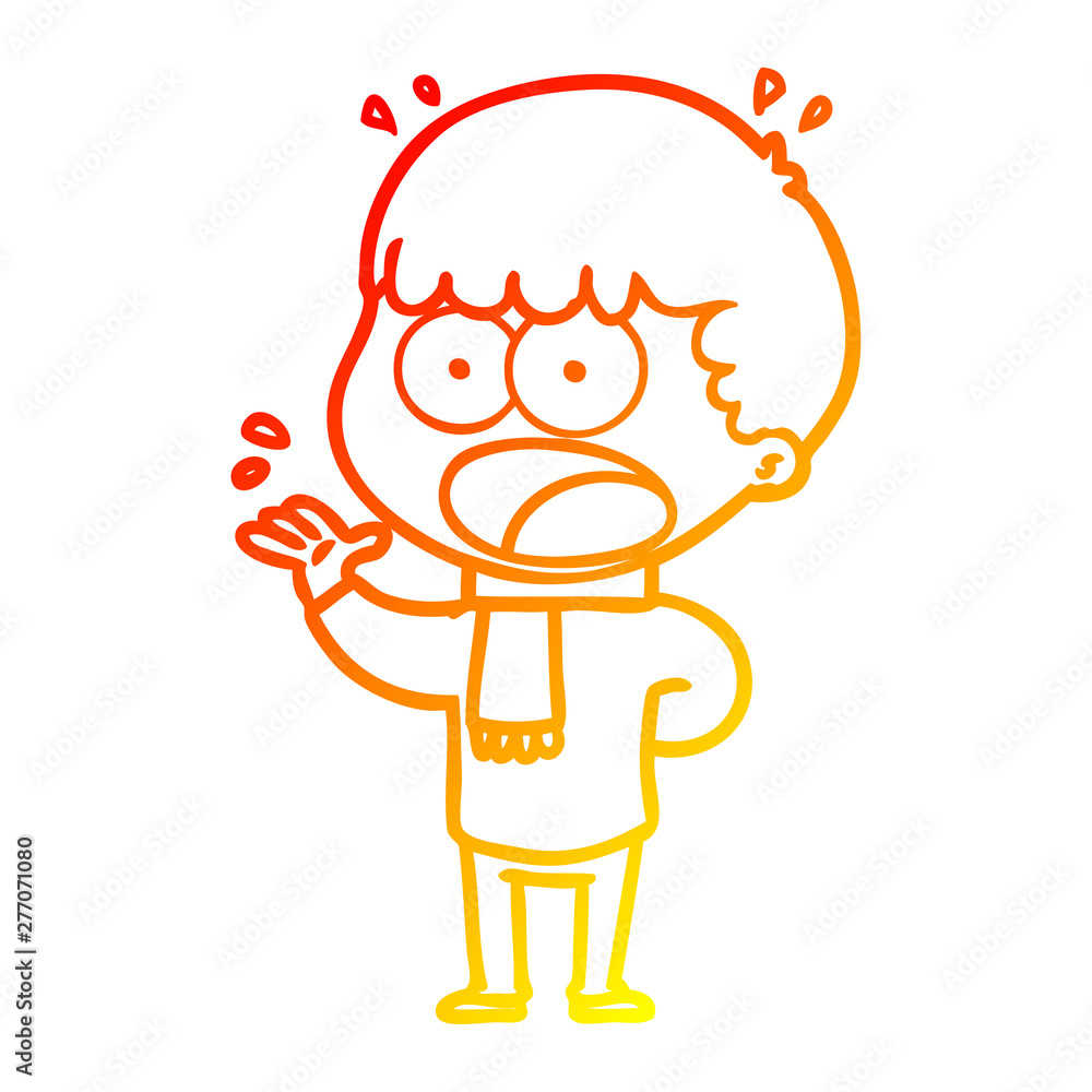 warm gradient line drawing cartoon shocked man warm gradient line drawing cartoon shocked man
