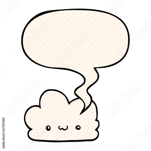 cute cartoon cloud and speech bubble in comic book style