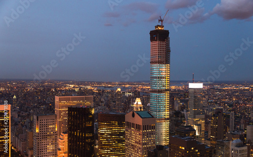 Top of the Rock seen by night from the Empire State Building visitor plattform