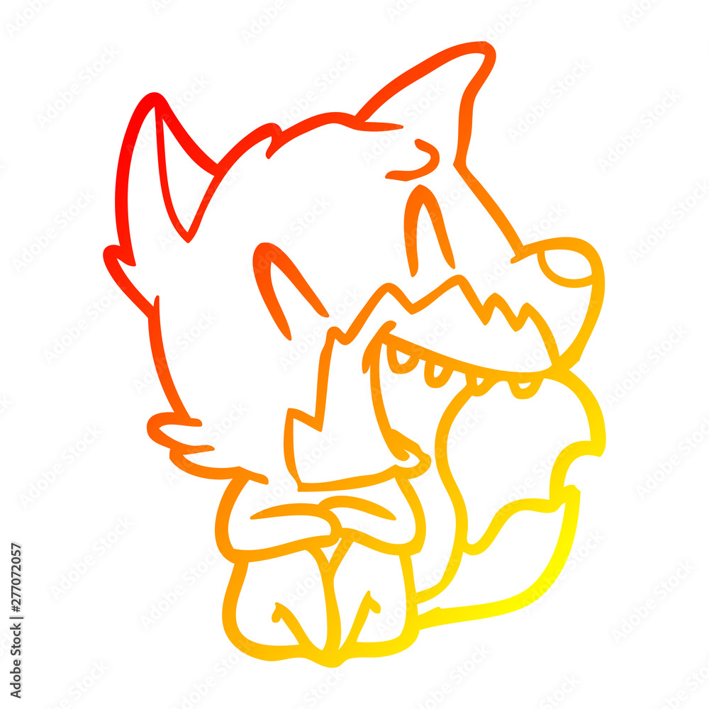 warm gradient line drawing laughing fox cartoon warm gradient line drawing laughing fox cartoon