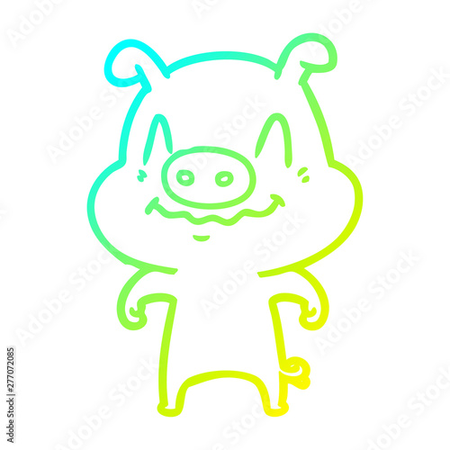 cold gradient line drawing nervous cartoon pig
