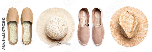 Leinen Schuhe und Strohhüte im Retro Stil