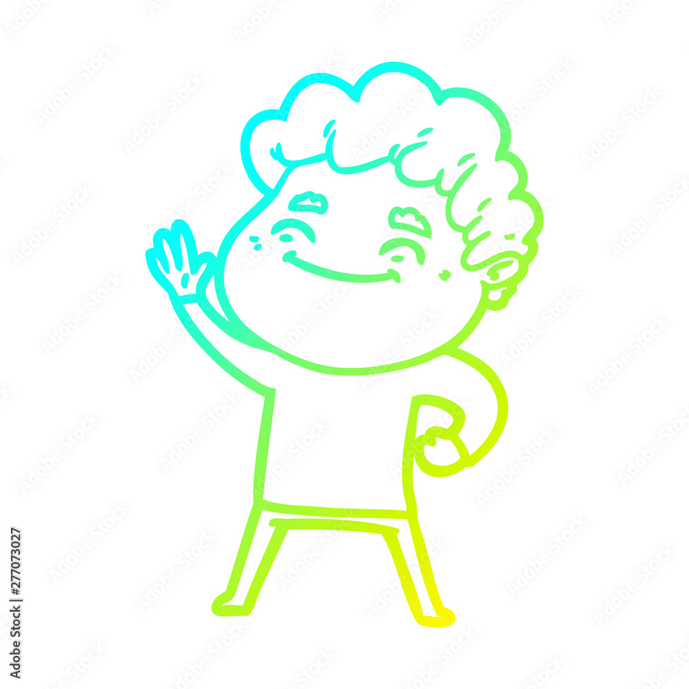 cold gradient line drawing cartoon friendly man cold gradient line drawing cartoon friendly man