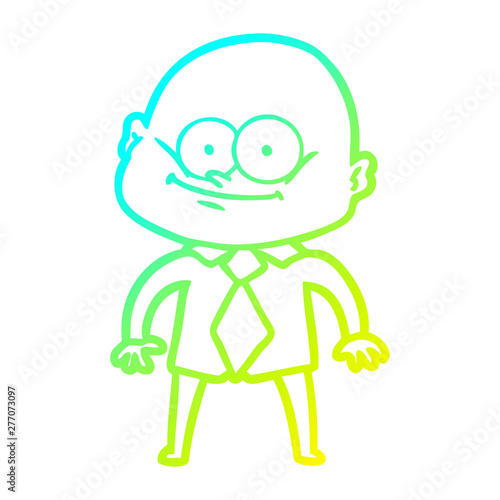 cold gradient line drawing cartoon manager man staring