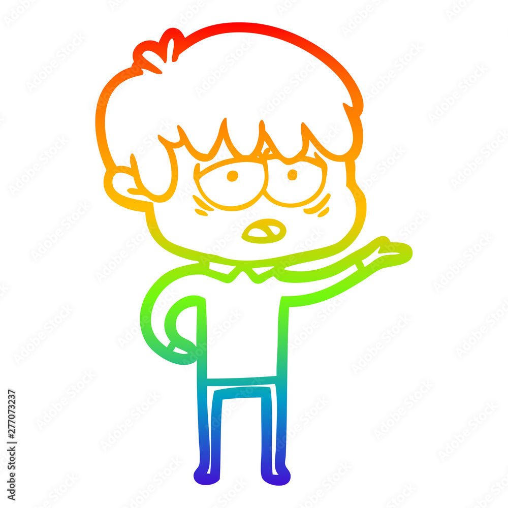 rainbow gradient line drawing cartoon exhausted boy rainbow gradient line drawing cartoon exhausted boy