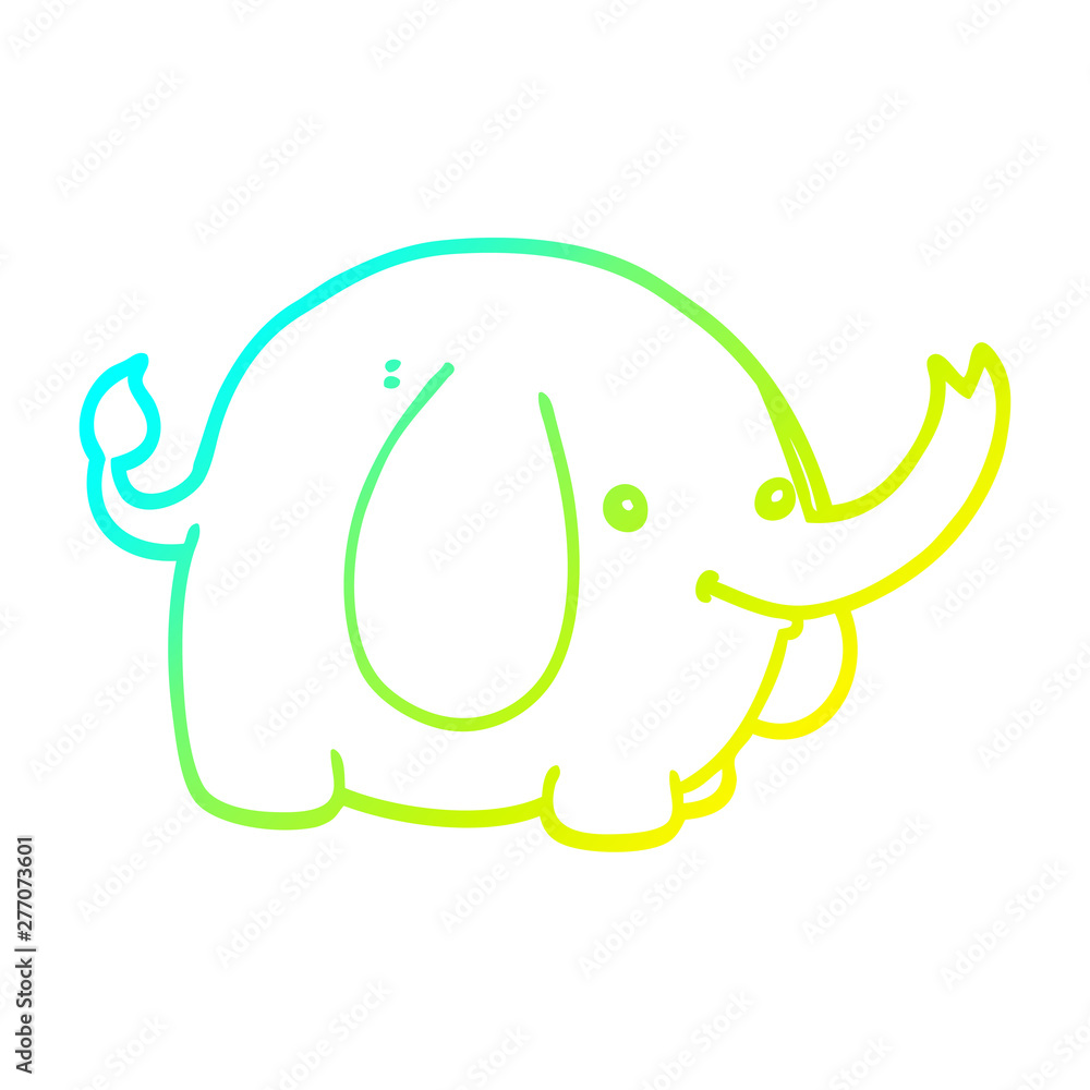 Naklejka premium cold gradient line drawing cartoon elephant