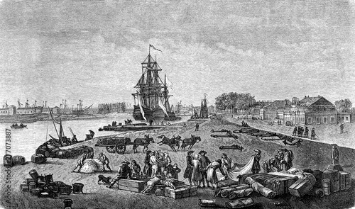 Tableau sur toile Rochefort harbor built on the Charente river few miles away from the Atlantic co