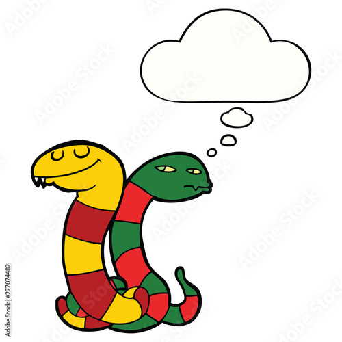 cartoon snakes and thought bubble