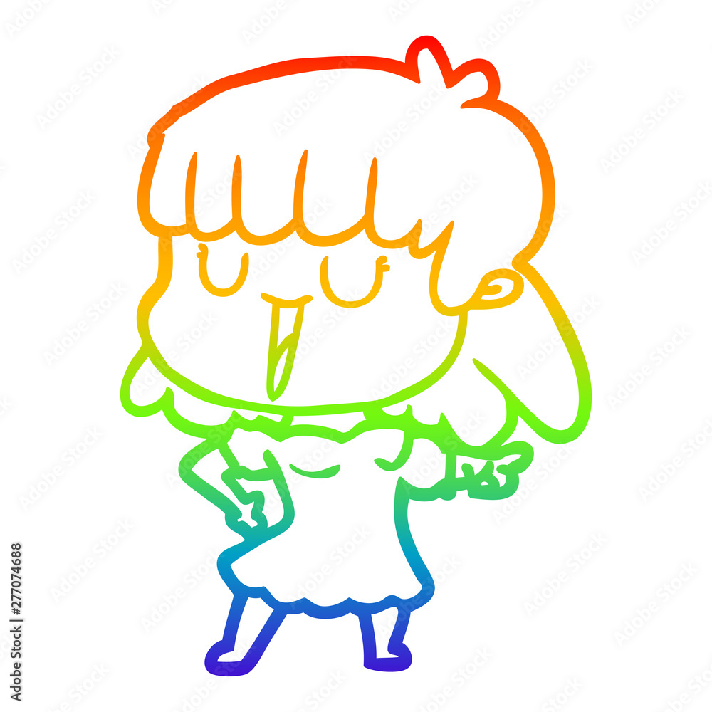 rainbow gradient line drawing cartoon woman rainbow gradient line drawing cartoon woman