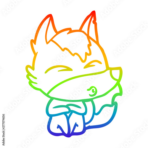 rainbow gradient line drawing cartoon wolf whistling