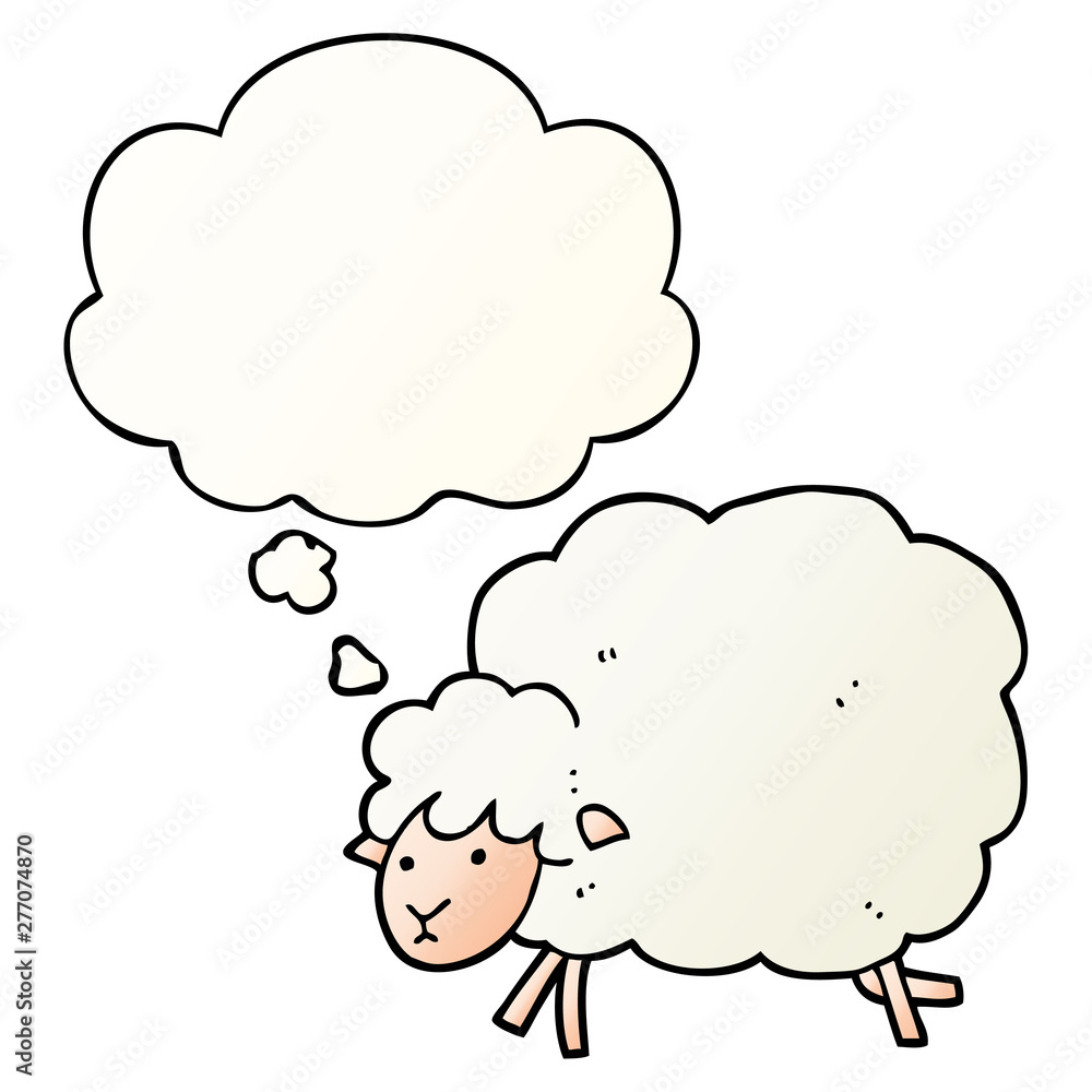 cartoon sheep and thought bubble in smooth gradient style cartoon sheep and thought bubble in smooth gradient style