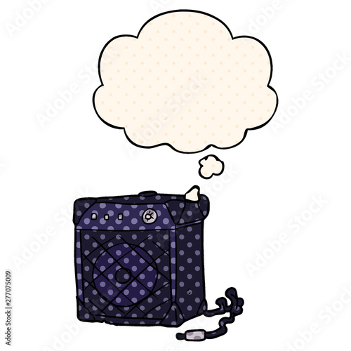 cartoon guitar amp and thought bubble in comic book style