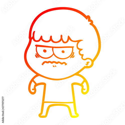 warm gradient line drawing cartoon annoyed man
