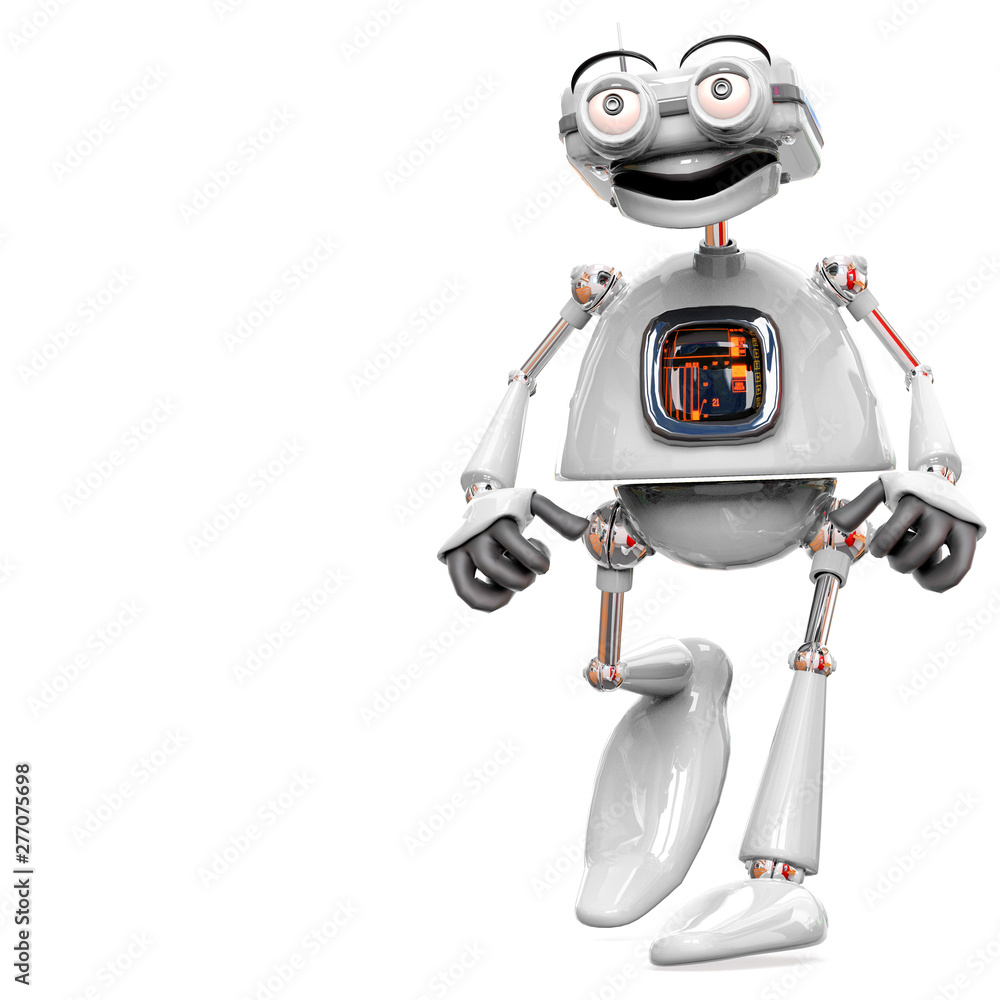Fototapeta premium retired old robot in a white bacground