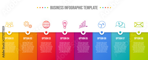 Design of a company timeline with business icons - infographic template. Vector