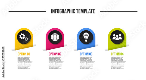 Design of colorful company infographic with icons. Vector