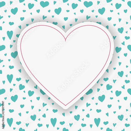 Template of a card with cute hearts. Mother's Day, Women's Day and Valentine's Day. Vector