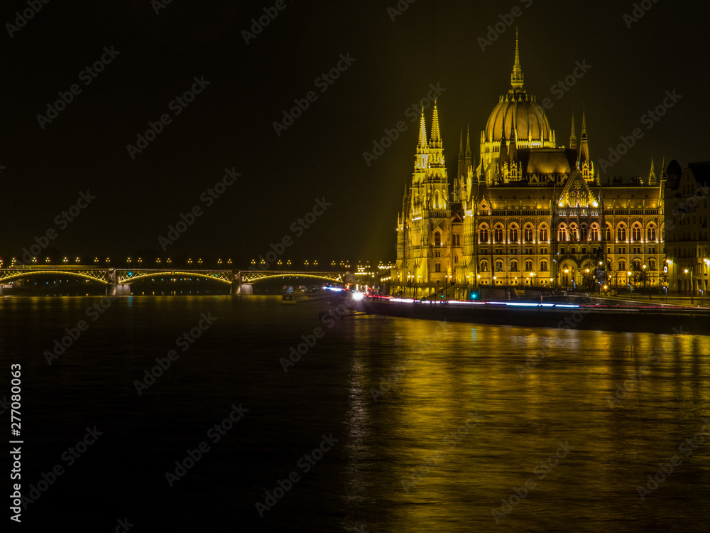 Obraz premium The Hungarian Parliament by night. Budapest, Hungary