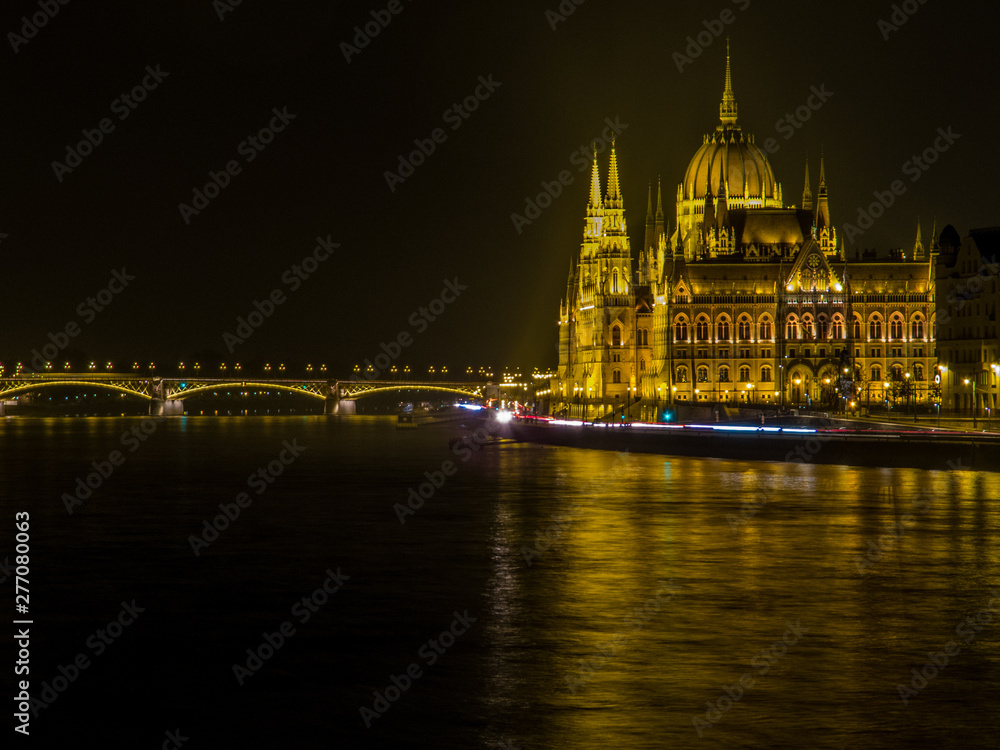 The Hungarian Parliament by night. Budapest, Hungary