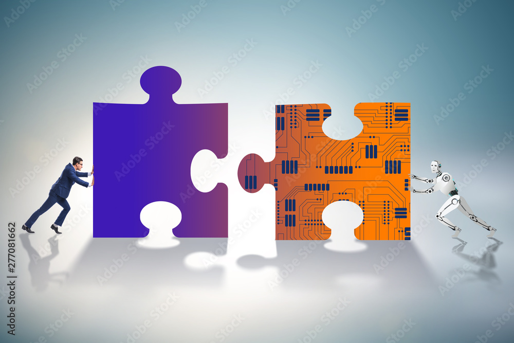 Robot and human cooperating in jigsaw puzzle Robot and human cooperating in jigsaw puzzle