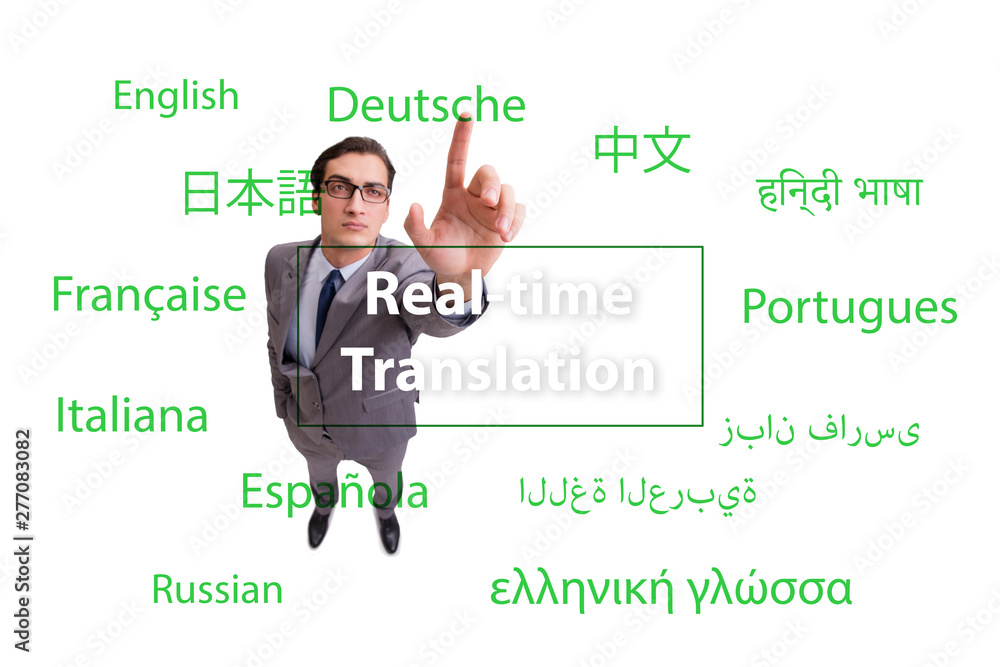 Concept of real time translation from foreign language Concept of real time translation from foreign language