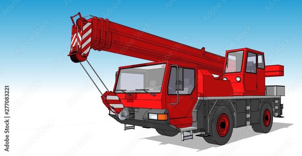 Vector outline of a truck crane car with crane side view Linear drawing  for coloring book for boys contour Modern flat vector illustration Stock  Vector Image  Art  Alamy