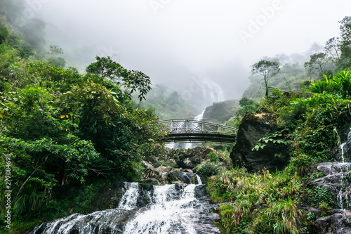 View of the large beautiful waterfall, Silver Waterfall in Sa Pa, Vietnam