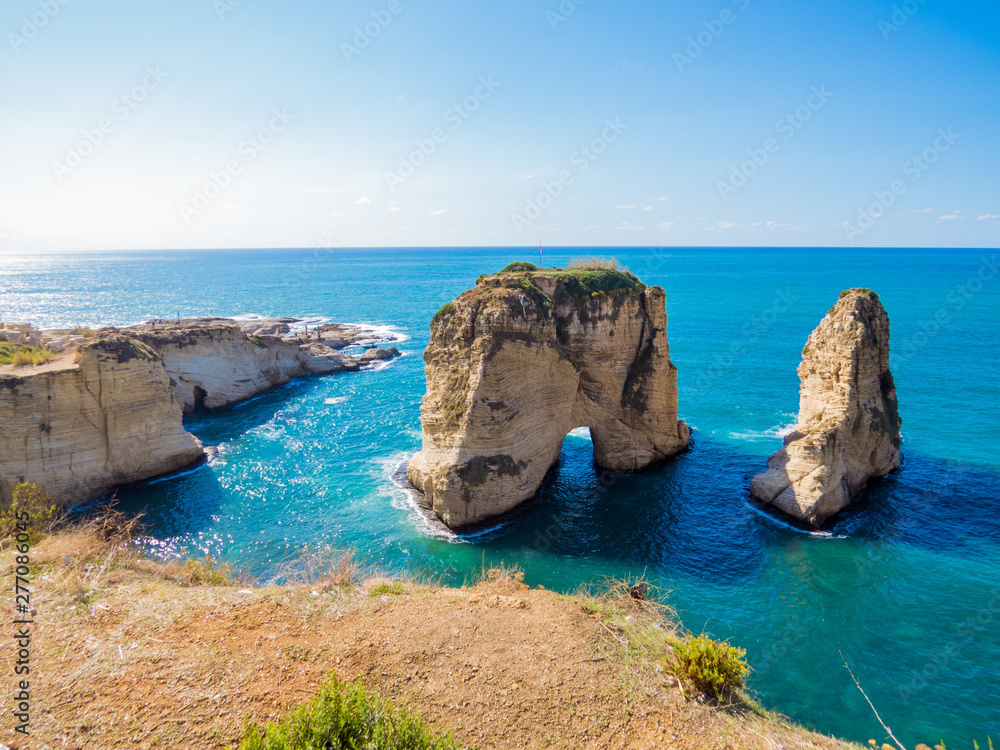 Fototapeta premium Raouche, Pigeons' Rock. In Beirut, Lebanon