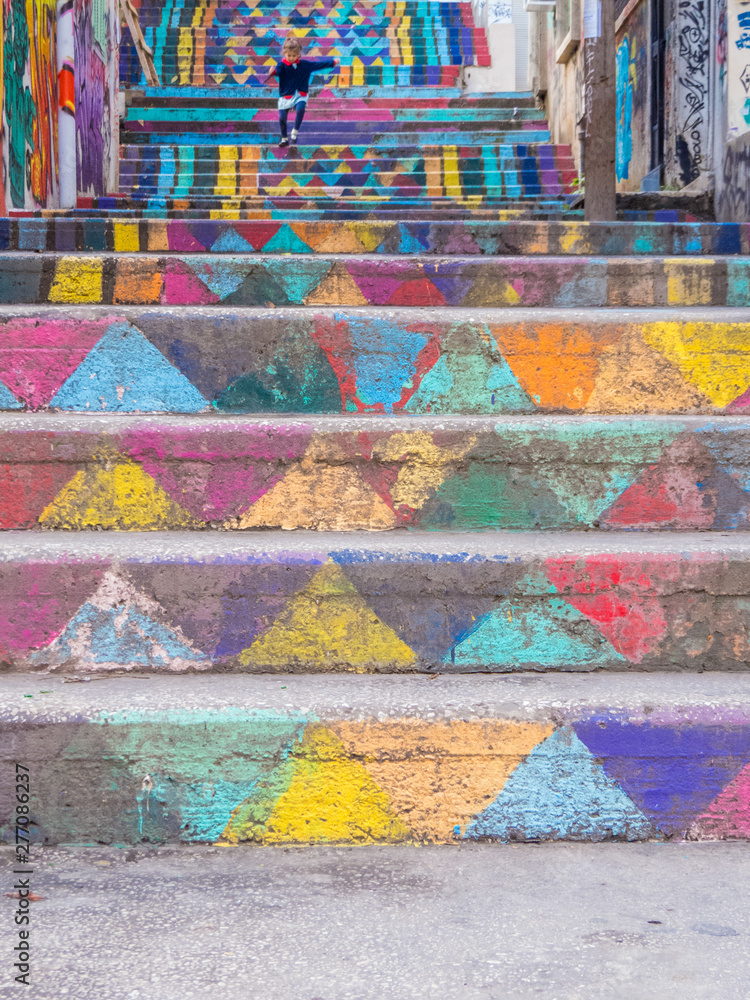 Obraz premium View of the famous Mar Mikhael painted stairs in Beirut, Lebanon 