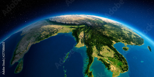Detailed Earth. The eastern part of India  Bangladesh  Nepal  Bhutan  Myanmar  west of Thailand