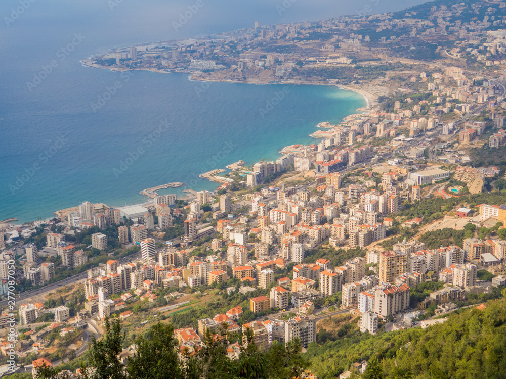 Aerial view of Harissa, Lebanon