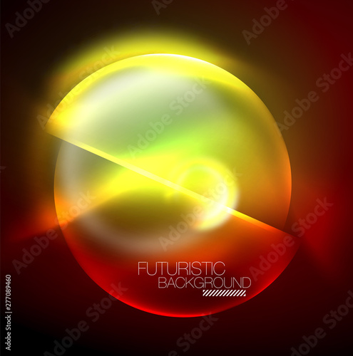 Vector glowing neon circles abstract background