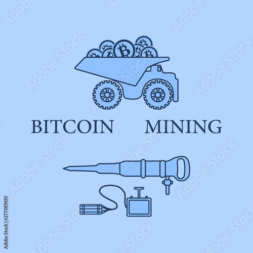 Dumper with bitcoins, dynamite and jackhammer.