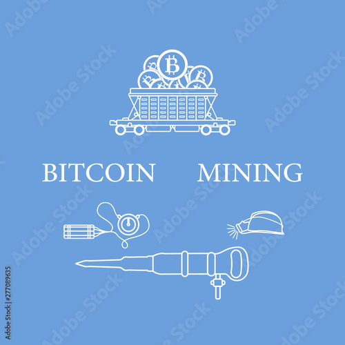 Railway car, bitcoin, dynamite, jackhammer, helmet