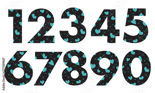 Arabic numerals with hearts.